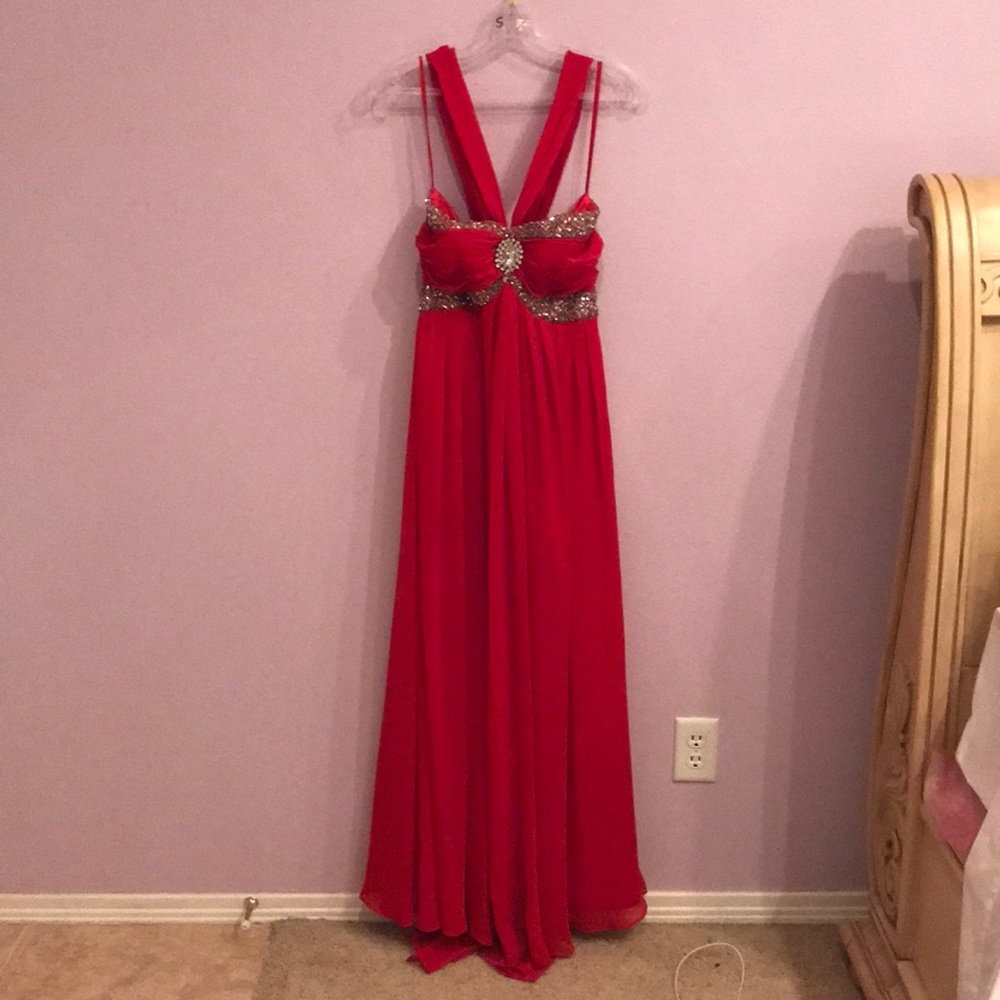 Red sequin evening gown